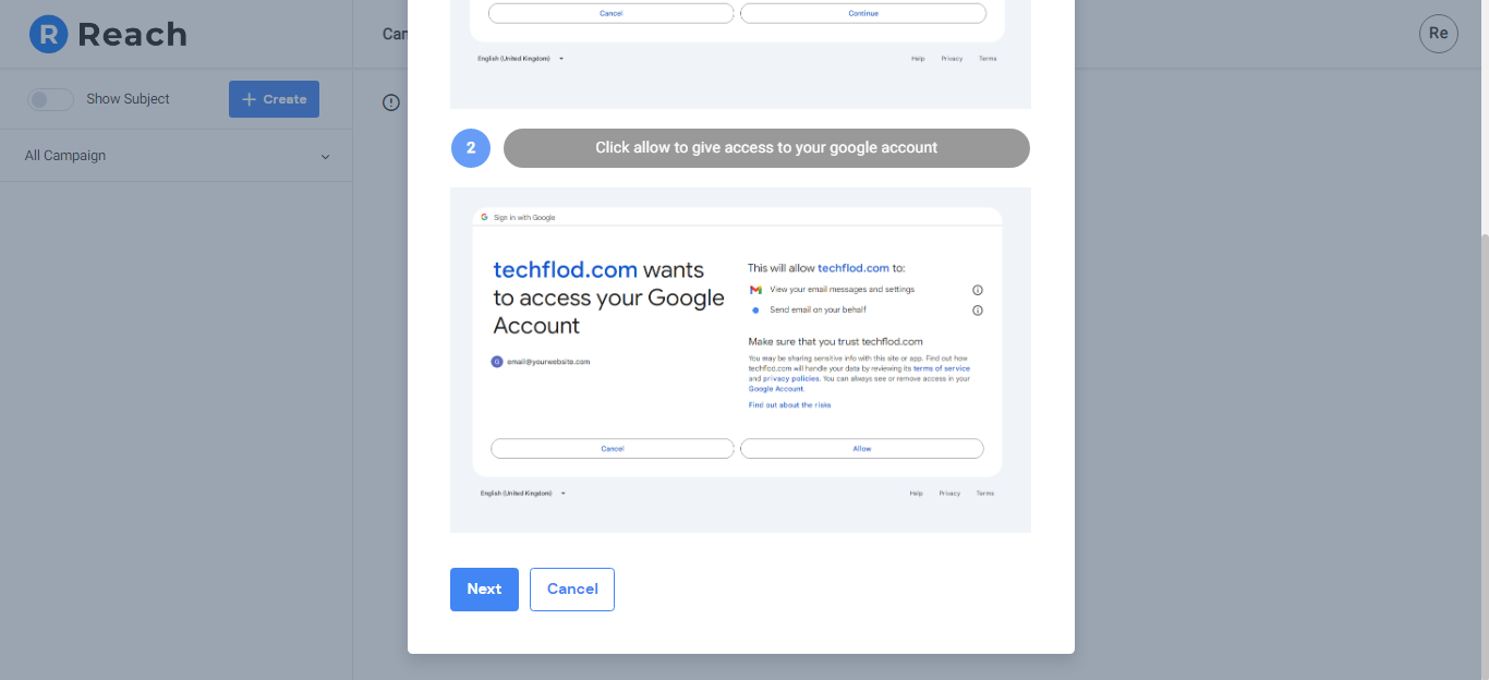 Google Authentication allow