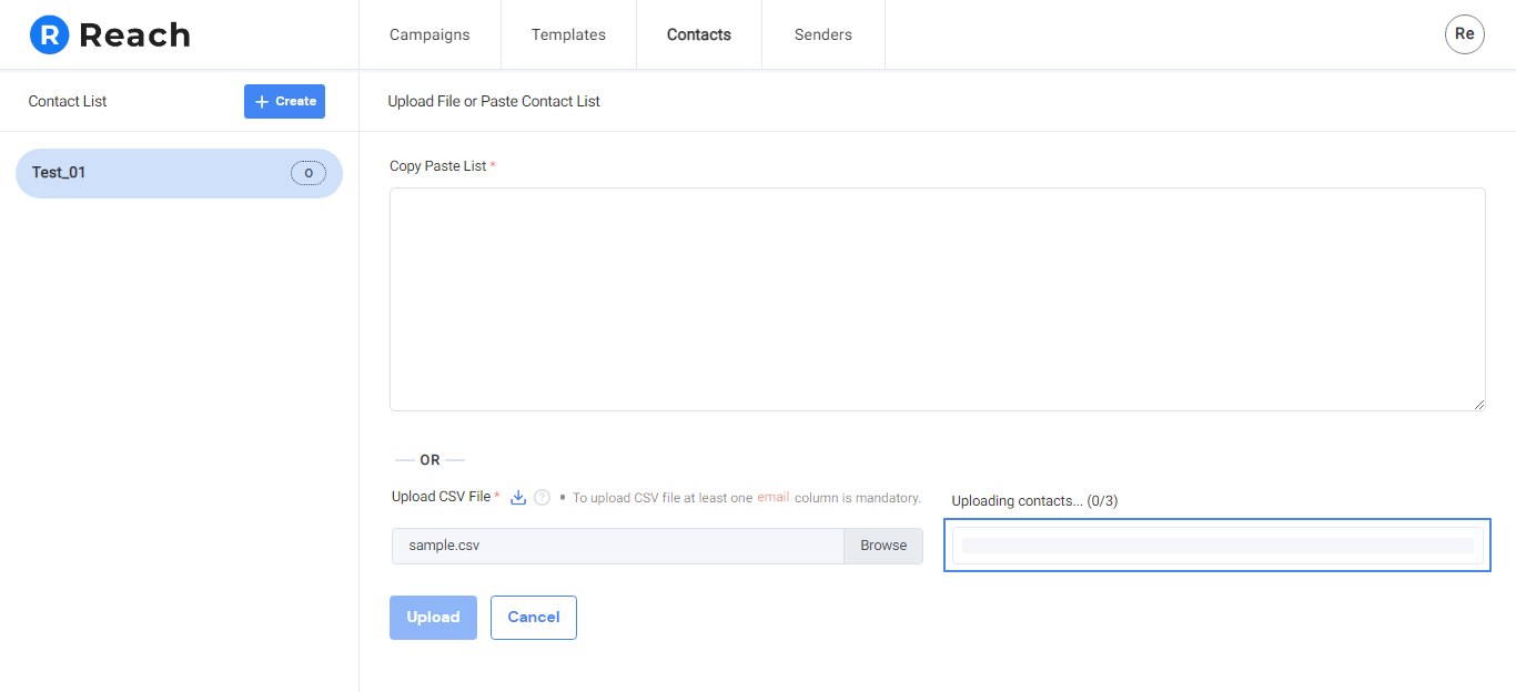 Upload CSV