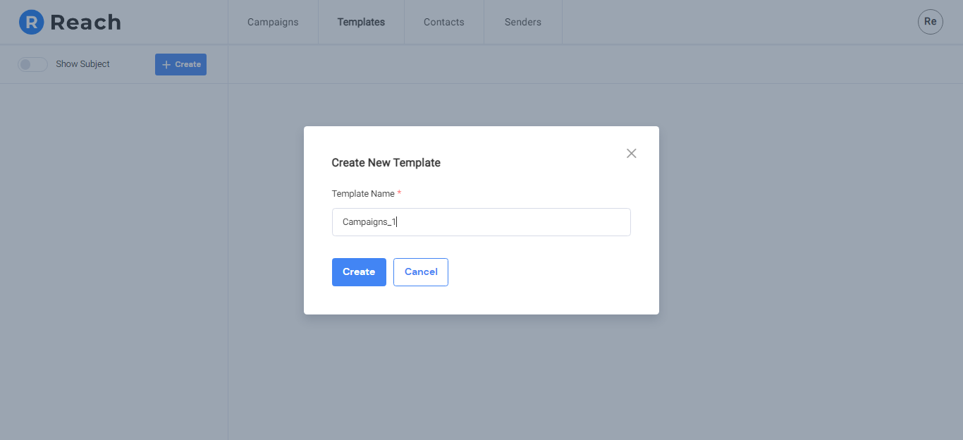 Enter Template Name